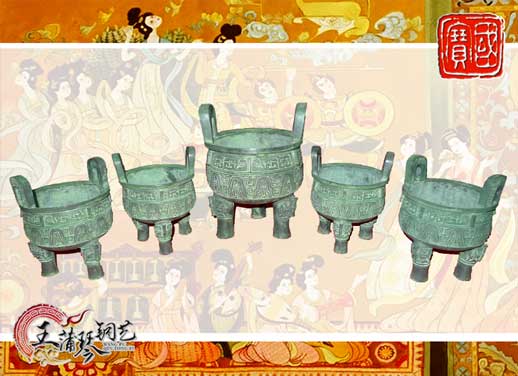 銅鼎，銅五鼎，中國鼎，佛像用鼎